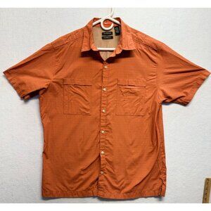 Men’s Van Heusen Burnt Orange Classic Fit Traveler Short Sleeve Button Up Size L